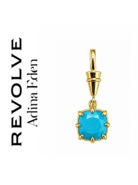 Revolve x Adina Eden Turquoise Cushion Cut/Square Prong-Set Faceted Drop Charm
